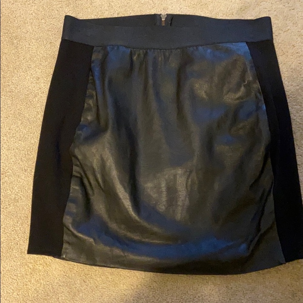MASON Black Lambskin Leather Panel Mini Skirt